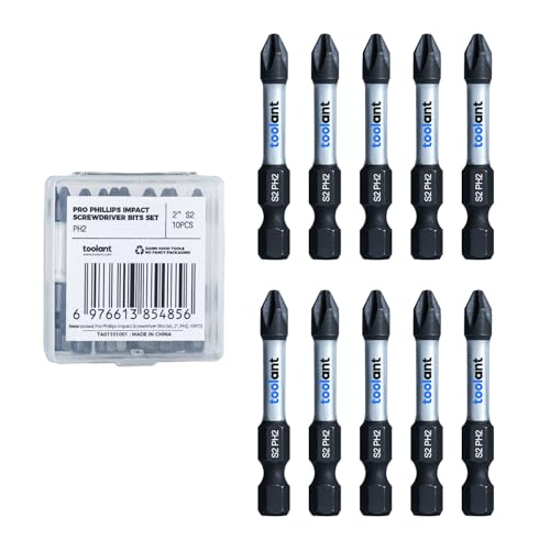 toolant 2 Inch Phillips Bit#2 Magnetic Anti Slip Impact Screwdriver Bits Set(10Pack) - color: 2"*10pcs, size: PH2