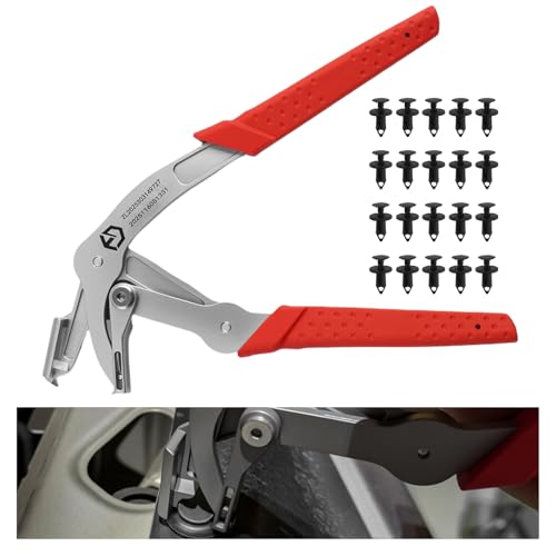 Spring-Loaded Car Clip Pliers with 8mm Rivets,Stainless Steel Panel Clip Removal Pliers for Car Door Panels,Trims,Fasteners,Rivets,Labor-Saving Cars Clips Remover Tool - color: Red with Parts