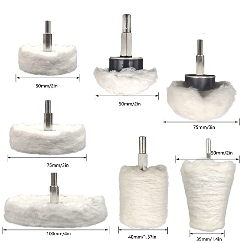 14 Pcs Polishing Wheel Kit for Drill - Buffing Pad Set With 2 Compounds and 5 Felt Wheels for Aluminum, Stainless Steel, Chrome, Metal, Glass, Car Detailing