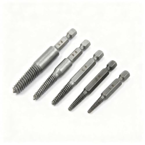 5-Piece Screw Extractor Set, Damaged & Stripped Screw Remover, Broken Bolt Extractor Kit, 1/4 Inch Hex Shank Drill Bit Tools for Home Use and DIY Projects