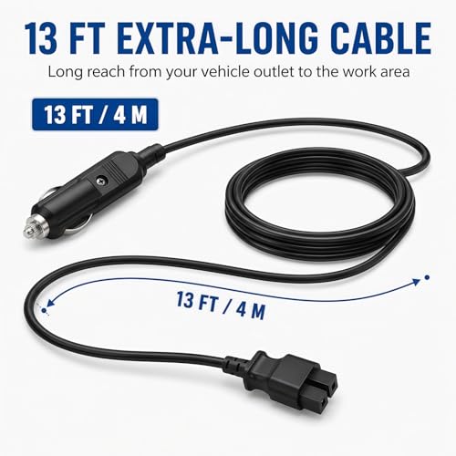 13FT N506585 Replacement Inflator Cord, 12V DC Car Power Supply Cable Compatible with DeWalt DCC020IB 20V MAX Tire Inflator Air Compressor