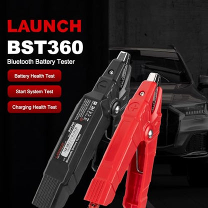 LAUNCH BST360 Bluetooth Car Battery Tester- 6V/12V Load Tester for CCA, AGM, Gel, Charging Cranking System Tester for Cars,Trucks, RVs, Motorcycles, Compatible with LAUNCH Scanner/Android/iPhone App