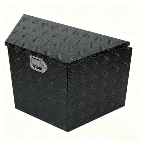 29 Inch Aluminum Black Plated Trailer Tongue Tool Box Pickup Waterproof Truck Bed Toolbox with Lock and Key for RVs, ATVs, Trailer & Truck (29"x17"x18") - color: Black, size: 29" x 17" x 18" - Strip