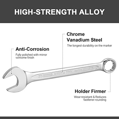 Jetech 29mm Combination Wrench, Metric 12-Point Chrome Vanadium Steel Spanner, Industrial Grade with 15-Degree Offset, Sand Blasted Finish, Heat-Treated Forged Tool - size: 29mm