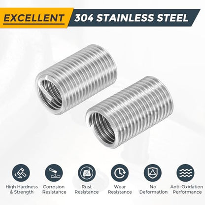 HARFINGTON 20pcs Wire Thread Repair Inserts M14 x 2 x 3D (42mm) Metric 304H Stainless Steel Helical Coiled Wire Screw Threaded Sleeve Sheath for Automotive Repairs - size: M14 x 2 x 3D