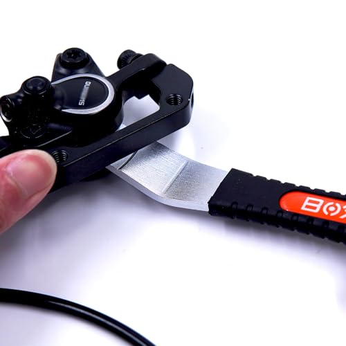 Extended Hydraulic Piston Press for Bicycle Disc Brakes – Caliper Pad Spreader Tool Improved Design with Longer Handle & Extended Tip for Safe Brake Maintenance – Durable Dual-Density Grip