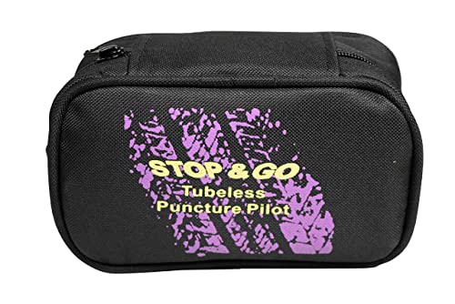 Stop & Go 6000 24 Piece Tubeless Puncture Pilot Tire Repair Kit & Air Compressor for Flats on Motorcycle, Scooter, ATV, UTV, Golf Cart, & Mower (15 Plugs) - size: 24 Piece Tubeless Puncture Pilot Tire Repair Kit
