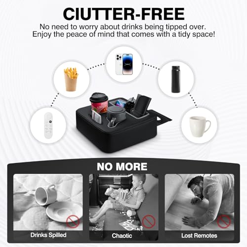 Autorder Back Seat Cup Holder for Car, Couch Cup Holder, Car Truck Boat RV Organizer, Holds Coffee Cups, Books, Phones, Remote Controls - PU Leather Black - color: Standard Version