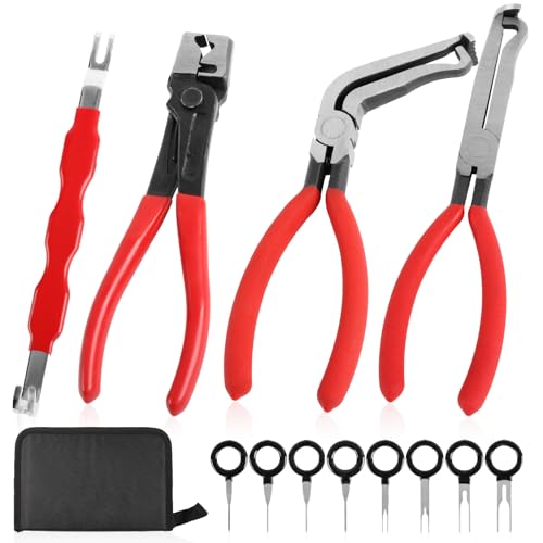 5PCS Automotive Electrical Disconnect Pliers Set, Connector Removal Tool | Straight & 60 Degree Disconnect Pliers, Fuel Line Petrol Clip and Connector Separator Tools