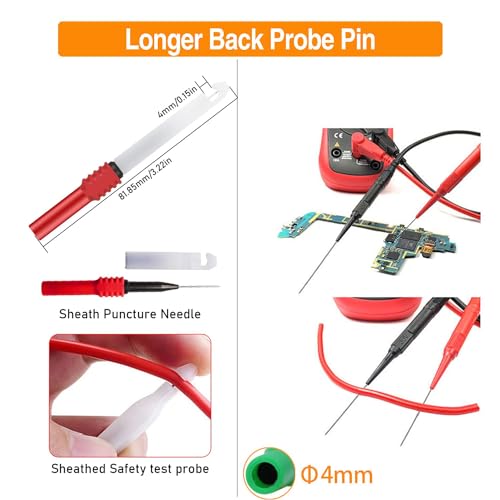Back Probe Kit 30PCS,Banana Plug to Copper Alligator Clip Automotive Test Leads Set with Alligator Clips, Wire Piercing Probes,30V Back Probe Pins for Automotive Circuit Electrical Diagnostic Testing - color: Red