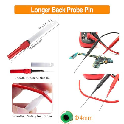 Back Probe Kit 30PCS,Banana Plug to Copper Alligator Clip Automotive Test Leads Set with Alligator Clips, Wire Piercing Probes,30V Back Probe Pins for Automotive Circuit Electrical Diagnostic Testing - color: Red