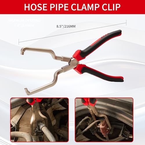 6PCS Fuel Line Disconnect Tool Set, Fuel Line Disconnect Tool Set | High-Carbon Steel，Fuel Filter Caliper, 30-Degree Disconnect Plier, Hose Clamp Plier & Panel Clip Remover with Storage Bag