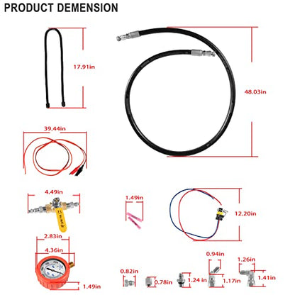Hpop Test Tool High Pressure & Air Leak Test Gauge Tool Kit Fit for 1994-2007 Ford F250 F350 6.0L & 7.3L Powerstroke