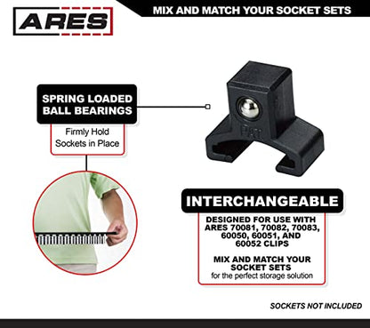 ARES 60045-3-Piece 17-Inch Green Aluminum Socket Rail Set - 1/4-Inch, 3/8-Inch, and 1/2-Inch Drive Socket Organizers Hold 48 Sockets - color: Green, size: Multi-Drive