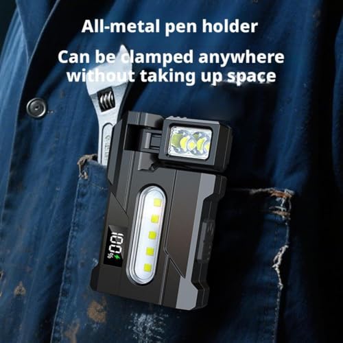 Wrrozz G5 Rechargeable EDC Flashlight, Black Flat Mini Pocket, Magnetic | Powerful 500 Lumens Super Bright Small Flash Light with Clip, 1500mAh Portable Keychain Torch for Outdoor Camping Emergencies - size: D-1 pack