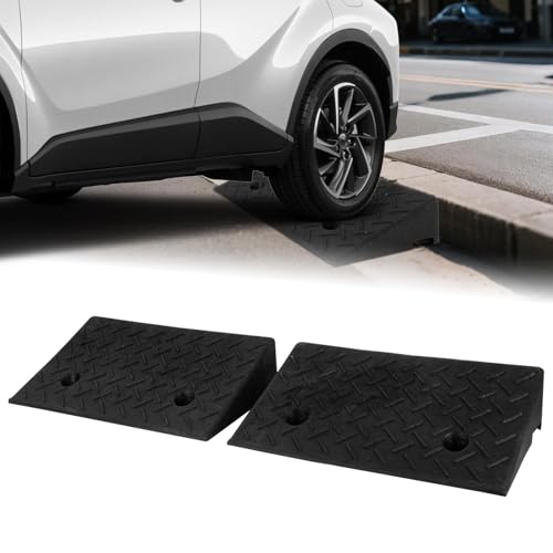 5" Curb Ramp - PLSER Rubber Curb Ramps Curb Ramps for Driveway 7700LBS/3.5T Capacity Vehicle Ramps for Motorcycle Car Bike Wheelchair,2PCS - size: 19.69"×11.81"×5"