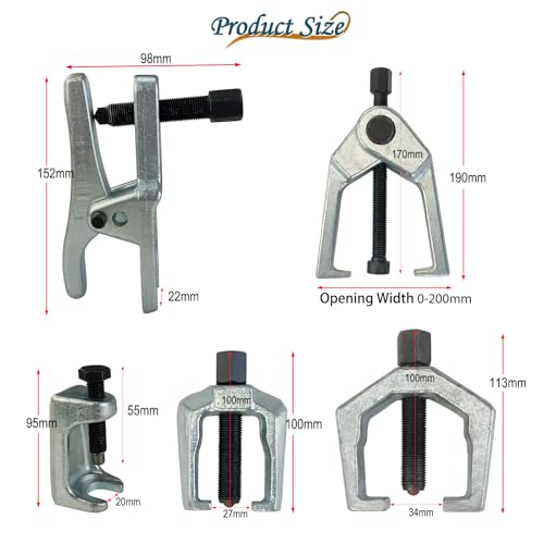 5-Piece Professional Front End Service Tool Kit | Pitman Arm Puller, Ball Joint Separator & Tie Rod Remover for Precision Auto Repair
