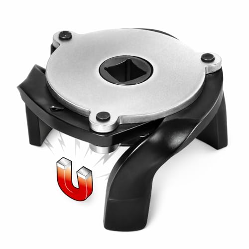 Powerbuilt Universal and Auto-Adjusting Spider 3 Jaw Oil Filter Wrench, 2-5/16" to 3-9/16" (60mm to 90mm) Range, Built-in Magnets and Spring-Loaded Steel Jaws Hold Onto Filter, 3/8-in. Drive - 240245 - style: 3-Jaw Magnetic