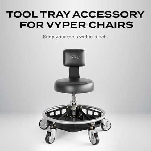 Vyper Industrial Tool Tray Accessory for EZ-Lift Shop Chairs | Heavy-Duty Steel Under-Seat Tool Organizer with Rubber Mat, For frequently used tools, parts, and hardware
