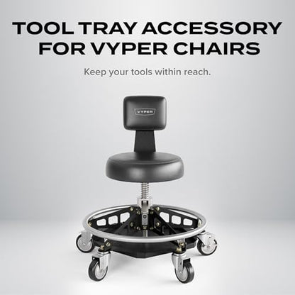 Vyper Industrial Tool Tray Accessory for EZ-Lift Shop Chairs | Heavy-Duty Steel Under-Seat Tool Organizer with Rubber Mat, For frequently used tools, parts, and hardware
