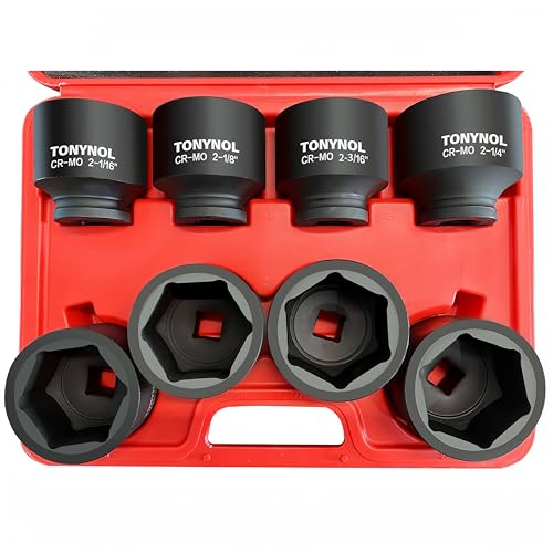 TONYNOL 3/4 Inch Drive Impact Jumbo Socket Set,6-Point,SAE(2-1/16" to 2-1/2"),8 Pcs,Cr-MO Steel,With a Storage Case - style: 3/4 Inch SAE(2-1/16" to 2-1/2"）