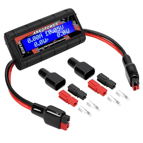 150A Watt Meter Power Analyzer, High Precision RC with Digital LCD Screen&2 Sets of 45amp Power Pole Connectors for Voltage (V) Current (A) Power (W) Charge(Ah) and Energy (Wh) Measurement - color: BLACK