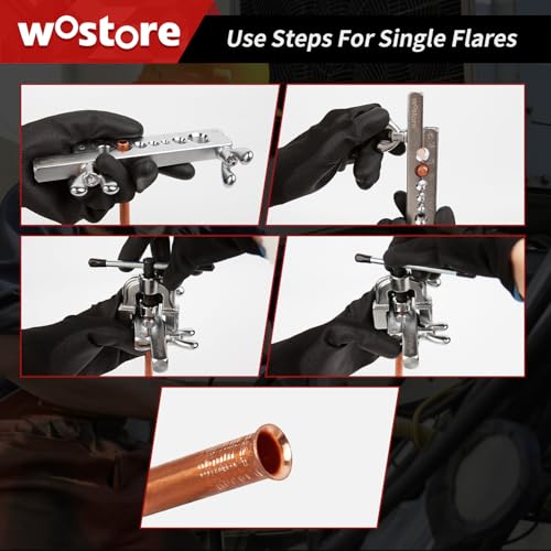 Wostore Flaring Tool Set Single Flare Tubing Pipe 7 Dies of 3/16-5/8 Inch kit in HVAC for plumbing Copper