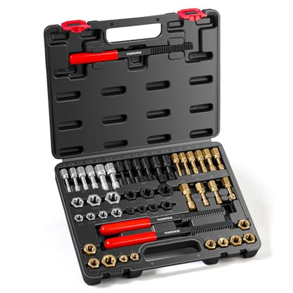 49PCS Thread Chaser Set, Thread Repair Thread Chaser Kit Metric SAE Bolt Restorer File Nut Rethreader Automotive Wheel Stud Spark Plug Engine Bolt Holeson Standard Screw Threading UNC UNF