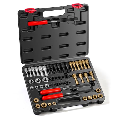 49PCS Thread Chaser Set, Thread Repair Thread Chaser Kit Metric SAE Bolt Restorer File Nut Rethreader Automotive Wheel Stud Spark Plug Engine Bolt Holeson Standard Screw Threading UNC UNF