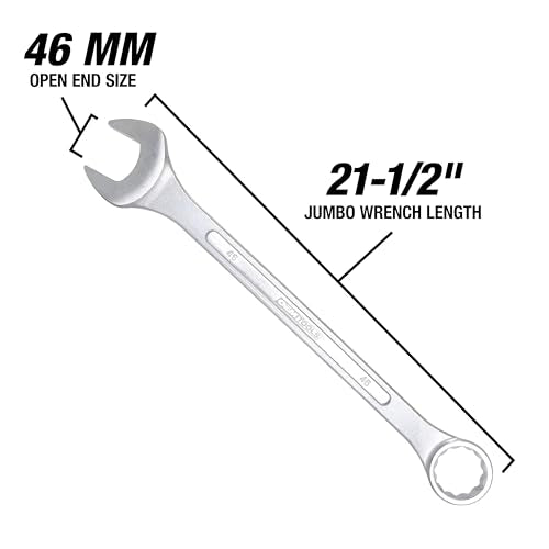 OEMTOOLS 22136 46mm Jumbo Combination Wrench, Chrome Plated, Raised Panel Design, Metric - size: 46mm