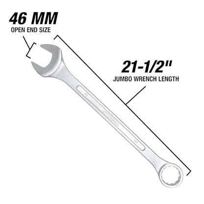 OEMTOOLS 22136 46mm Jumbo Combination Wrench, Chrome Plated, Raised Panel Design, Metric - size: 46mm
