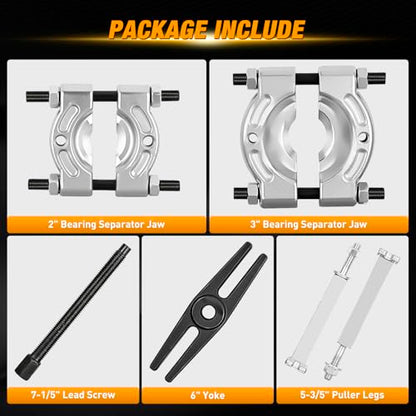 GOOACC 14pcs Bearing Puller Kit, 5 Ton Capacity Bearing Separator with 2" and 3" Jaws, Wheel Bearing Removal and Hub Axle Puller Set, Heavy Duty Gear Splitter Tool Kit, Pinion Pullers with Case, Red - color: 14pc Bearing Puller Red