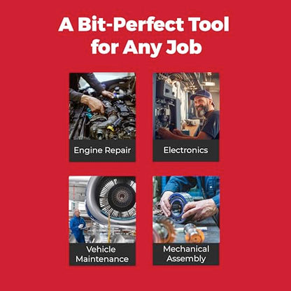 Megapro Automotive Screwdriver Set | One Multi-Bit Screwdriver with ¼” Hex Shaft | Phillips, Torx | Compact Automotive Bit Set (Ratcheting) - style: Ratcheting