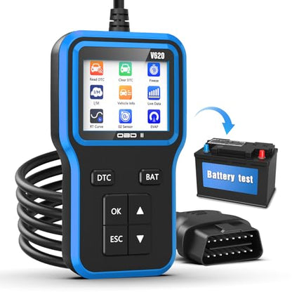 OBD2 Scanner with Upgrade Battery Tester - Diagnostic Tool for Cars that Check Engine Light & Emissions Readiness Read and Clears Vehicle Error Codes for All OBD II Protocol Vehicles Since 1996（Blue） - color: blue