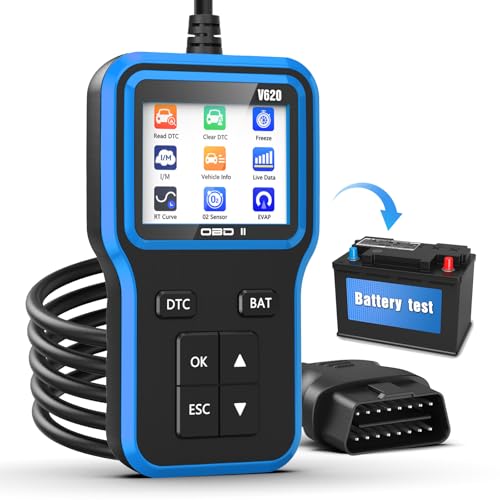 OBD2 Scanner & Battery Tester, Car Diagnostic Tool for Check Engine Light | Read and Clear Error Codes, Check Emission Readiness and Test Battery Status on OBD2 Vehicles Manufactured Since 1996（blue） - color: blue