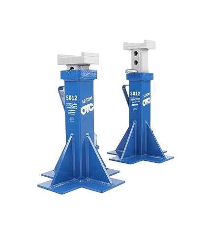 OTC S012 12-Ton Heavy Duty Steel Jack Stands - Ideal for Safely Holding Mid-Size Heavy Duty Trucks, Commercial Vehicles, and Ag/Fleet Equipment for Tire, Wheel, Brake, and Underbody Service; Pair