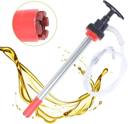 Manual Push Oil Pump Transfer Pump, 5 Gallon Bucket Liquid Transfer Pump, Portable Oil Hand Pump for Fuel Removal, Push Suction Pump Extractor with 48 in Hose and Nozzle