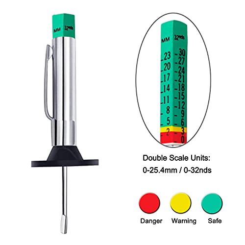 GODESON Tire Tread Depth Gauge,Two-Sided Smart Color Coded Tire Tread Depth Measurement Tool, Tire Wear Gauge in 32nds(Pack of 2) - size: Pack of 2, style: Two-Sided Tire Tread Depth Gauge