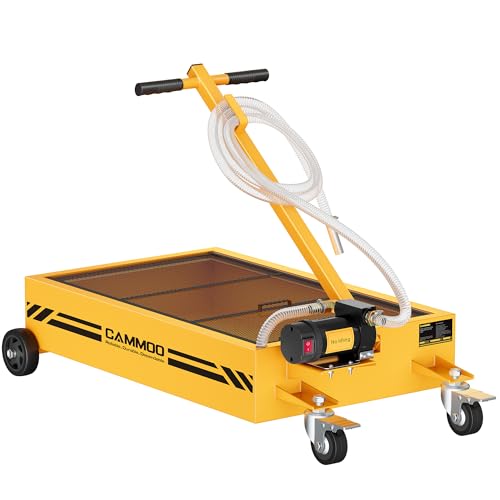 CAMMOO 15 Gal Electric Oil Drain Pan, 110V High-Flow Pump, 9.8 FT Hose, 200 W Motor, 2 Locking Swivel Casters and 2 Directional Wheels Stable, Folding Handle, Heavy-Duty for Trucks, RVs, SUVs, Yellow - color: Yellow