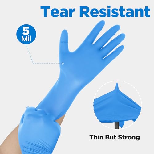 5-Mil Food Grade Disposable Nitrile Gloves Large, 100Pcs + 5 Bonus Travel Packs Blue Cooking Gloves, Latex & Powder Free, Touchscreen, Textured Grip for Cleaning, BBQ, Grill, Tattoo, Barber - color: Blue(110 Pcs), size: Large