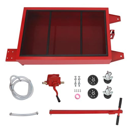 20 Gal Oil Drain Pan with 8.2ft Hose High-Flow Electric Pump | with Electric Pump, Wheels & Folding Handle, Oil Drain Tank for Cars, SUVs, Trucks, Buses, RVs - color: Red, size: 20 Gal with Electric Pump