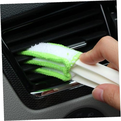 GLEAVI 3pcs Double-Ended Car Air Vent Cleaning Brush Set Green, Air Conditioner Duster for Interior Vents and Dashboard Detailing Tools