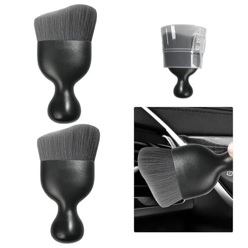 Ziciner 2 PCS Car Detailing Brush, Curved Soft Bristles Auto Removal Dust Collectors, Universal Vehicle Dashboard, Air Conditioner Vents etc Interior Cleaning Tool Accessories (Gray) - color: Gray, size: 2 PCS