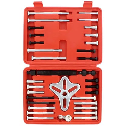 46-Piece Harmonic Balancer Puller Kit, Professional Steering Wheel Gear Puller Set for Crankshaft Pulley Flywheel Removal, Universal Automotive Repair Tool with Storage Case