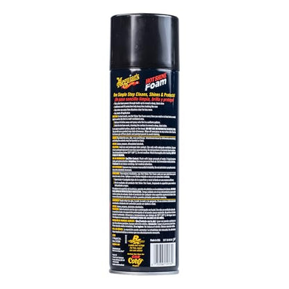 Meguiar's Hot Shine Tire Foam - High Goss Tire Shine that Cleans, Shines, and Protects in One, Deep, Black Shine with Conditioners and UV Protection to Help Keep Tires Looking Like New, 19 Oz Aerosol - size: 1-pack