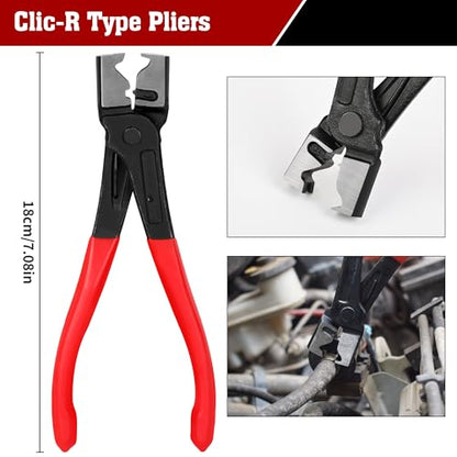 TOOLEAGUE 5Pcs Joint CV Boot Clamp Tool Pliers Set | Hose Clamp and Clic-R Type Pliers,Auto Trim Removal Tool with Storage Bag for Car ATV UTV