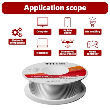 HengTianMei 60/40 Tin Lead Electronic Rosin Core Solder Wire, for Soldering Electronic Components (1.0mm/50g)