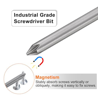 HARFINGTON 5pcs #1 Phillips Screwdriver Bit PH1 1/4" Hex Shank 3" (75mm) Long Magnetic S2 Steel Industrial Grade Screw Driver Bit Cross Head Electric Drill Bits 0.236" (6mm) Rod - size: PH1 x 75mm x 6mm