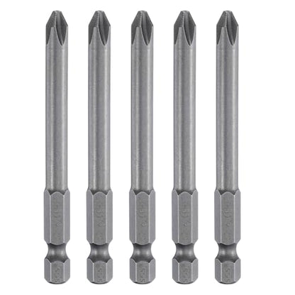 HARFINGTON 5pcs #2 Phillips Screwdriver Bit PH2 1/4" Hex Shank 3" (75mm) Long Magnetic S2 Steel Industrial Grade Screw Driver Bit Cross Head Electric Drill Bits 0.236" (6mm) Rod - size: PH2 x 75mm x 6mm