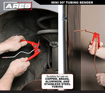 ARES 10029 – Mini 90 Degree Tubing Bender – Fits 1/8-Inch (3mm), 3/16-Inch (4mm), and 1/4-Inch (6mm) Diameter Tubing – Compact Design for Tight Spaces – Perfect for Brake Jobs, Refrigeration, and More - size: Mini 90 Degree Tubing Bender